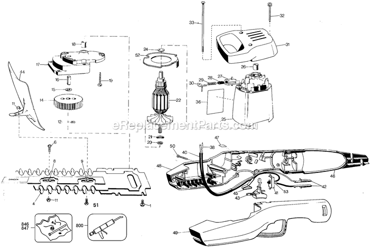 Black and Decker B8127 (Type 2) 16in Utility Hedge Trimmer Power Tool Page A Diagram